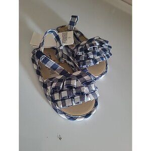 Baby Gap Ruffle dark blue and white sandals, size(12-18months) NWB